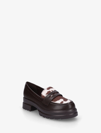 Mocassins en simili à semelle crantée - Marron - 2