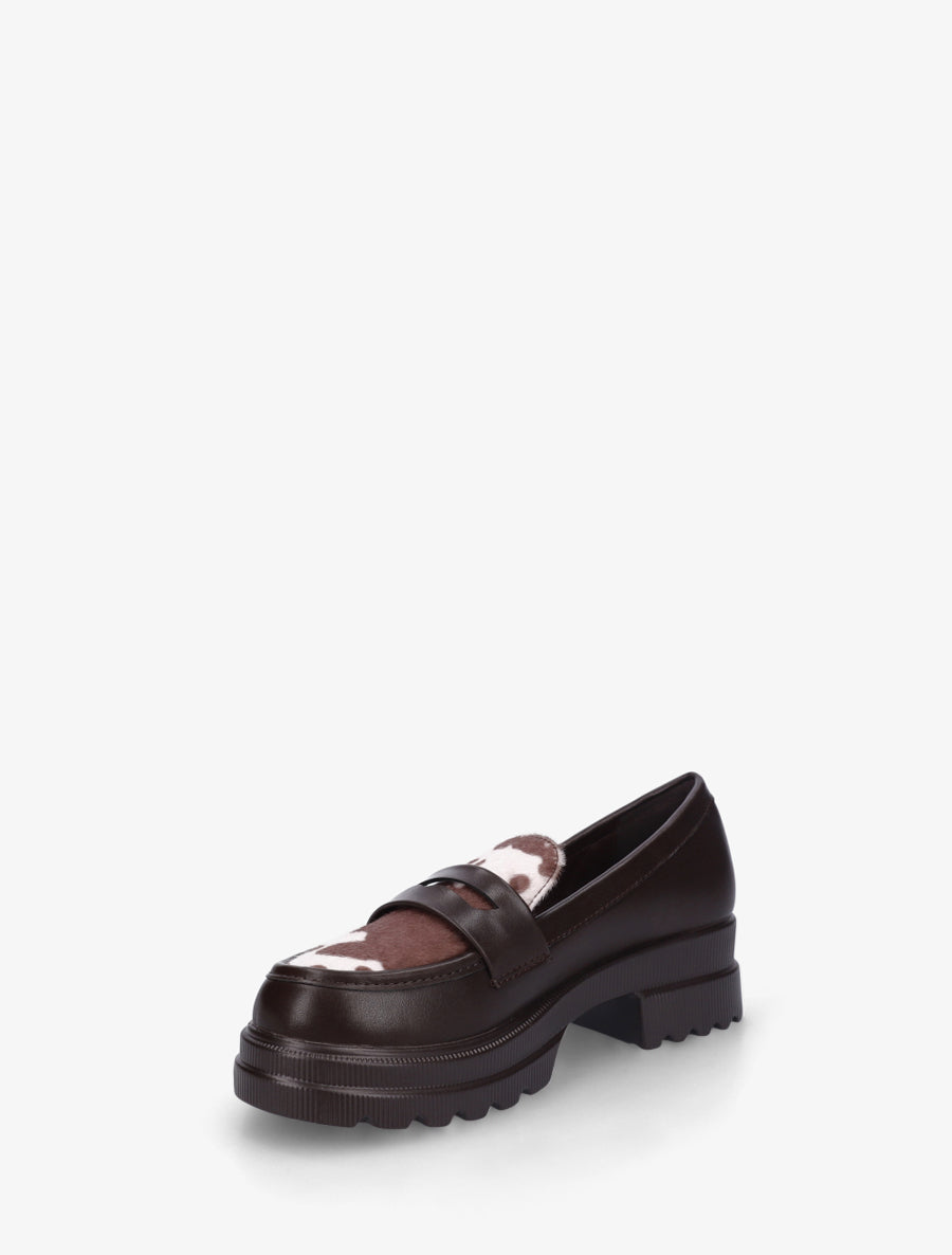 Mocassins en simili à semelle crantée - Marron - 3