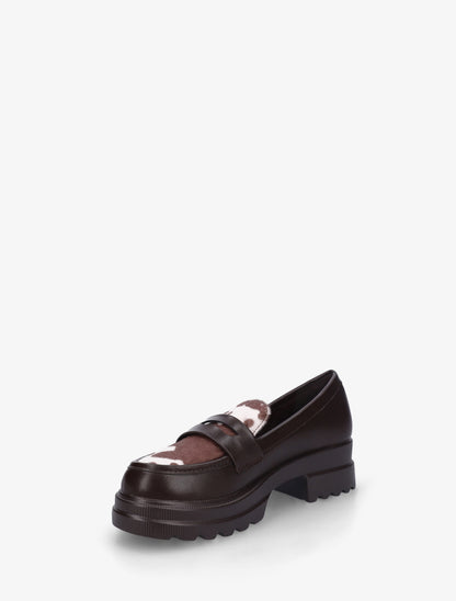 Mocassins en simili à semelle crantée - Marron - 3