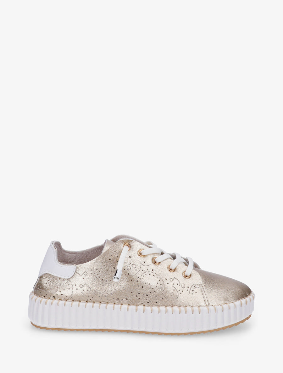 Sneakers souples à motifs ajourés - Or - 1