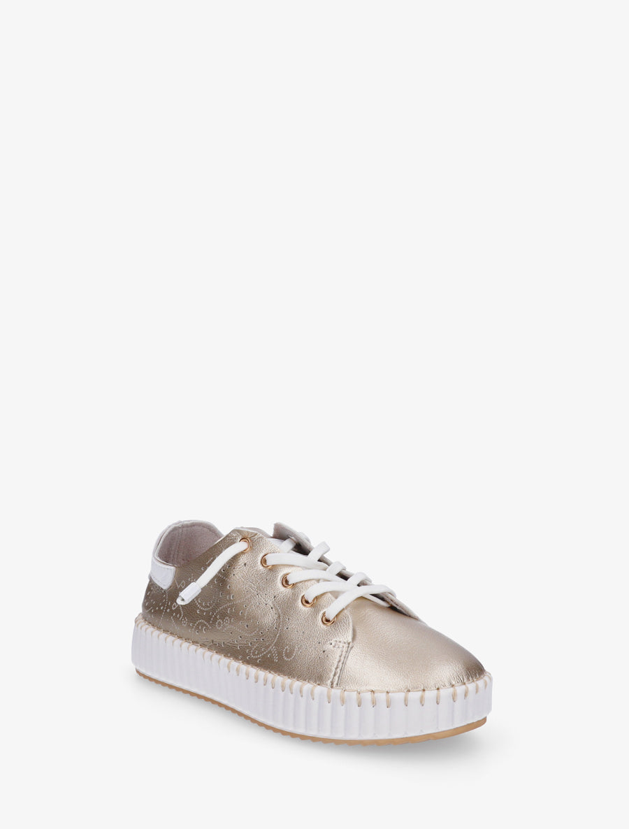 Sneakers souples à motifs ajourés - Or - 2