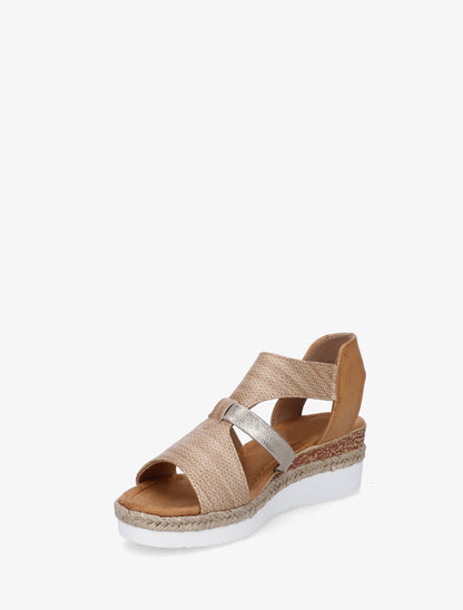 Sandales compensées à bride texturée - Taupe - 3