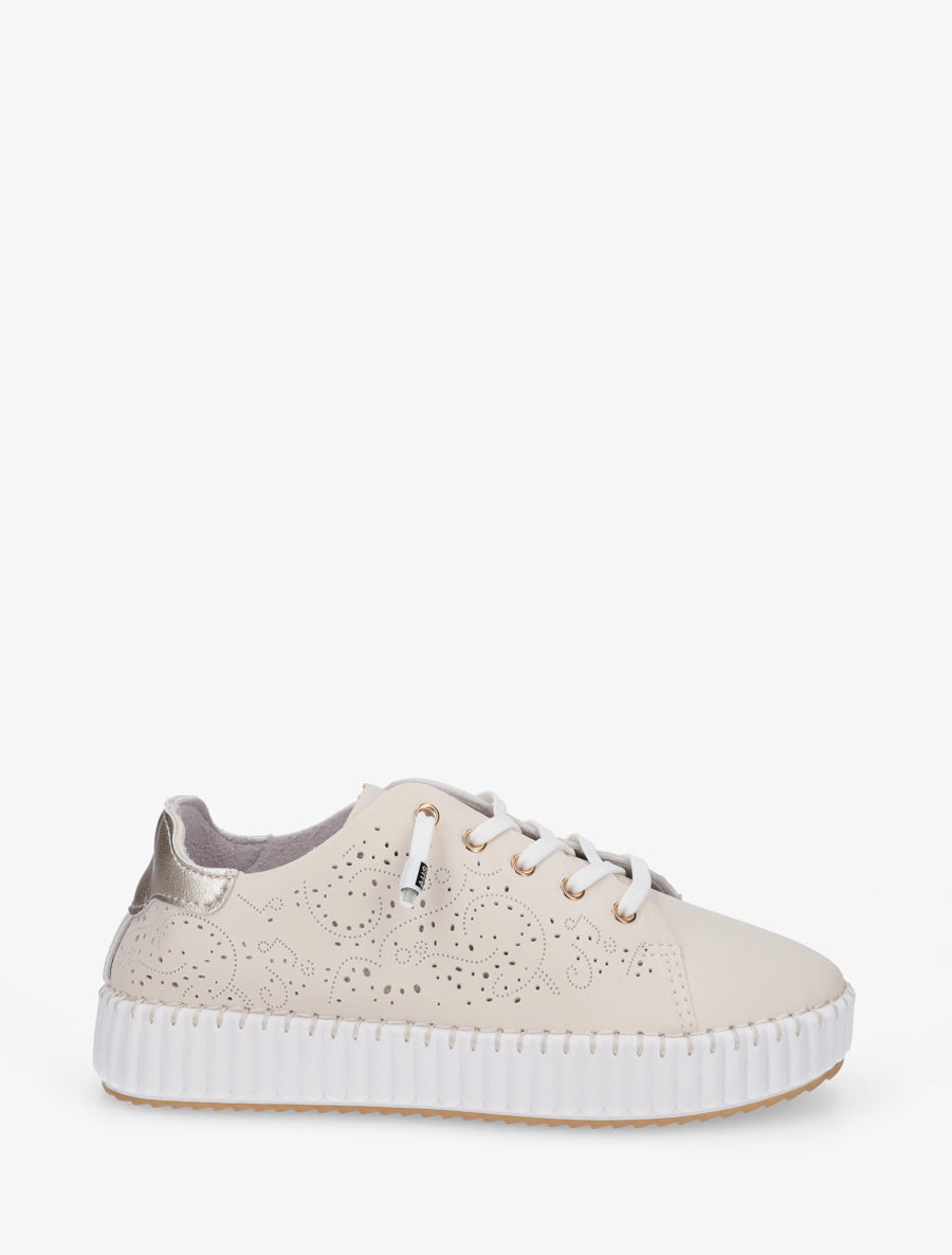 Sneakers souples à motifs ajourés - Beige - 1