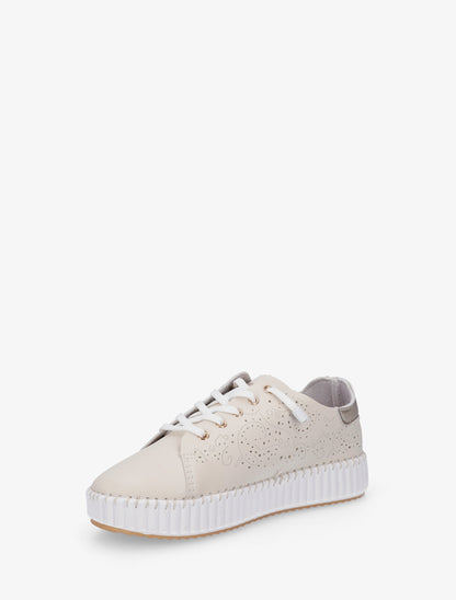Sneakers souples à motifs ajourés - Beige - 3