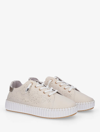 Sneakers souples à motifs ajourés - Beige - 4