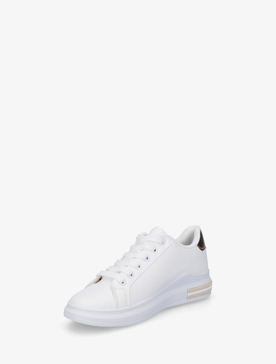 Sneakers à bandes et contrefort contastant - Or - 3