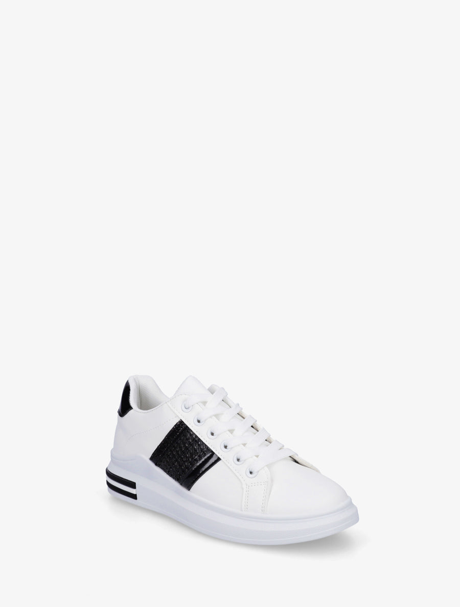 Sneakers à bandes et contrefort contastant - Noir - 2