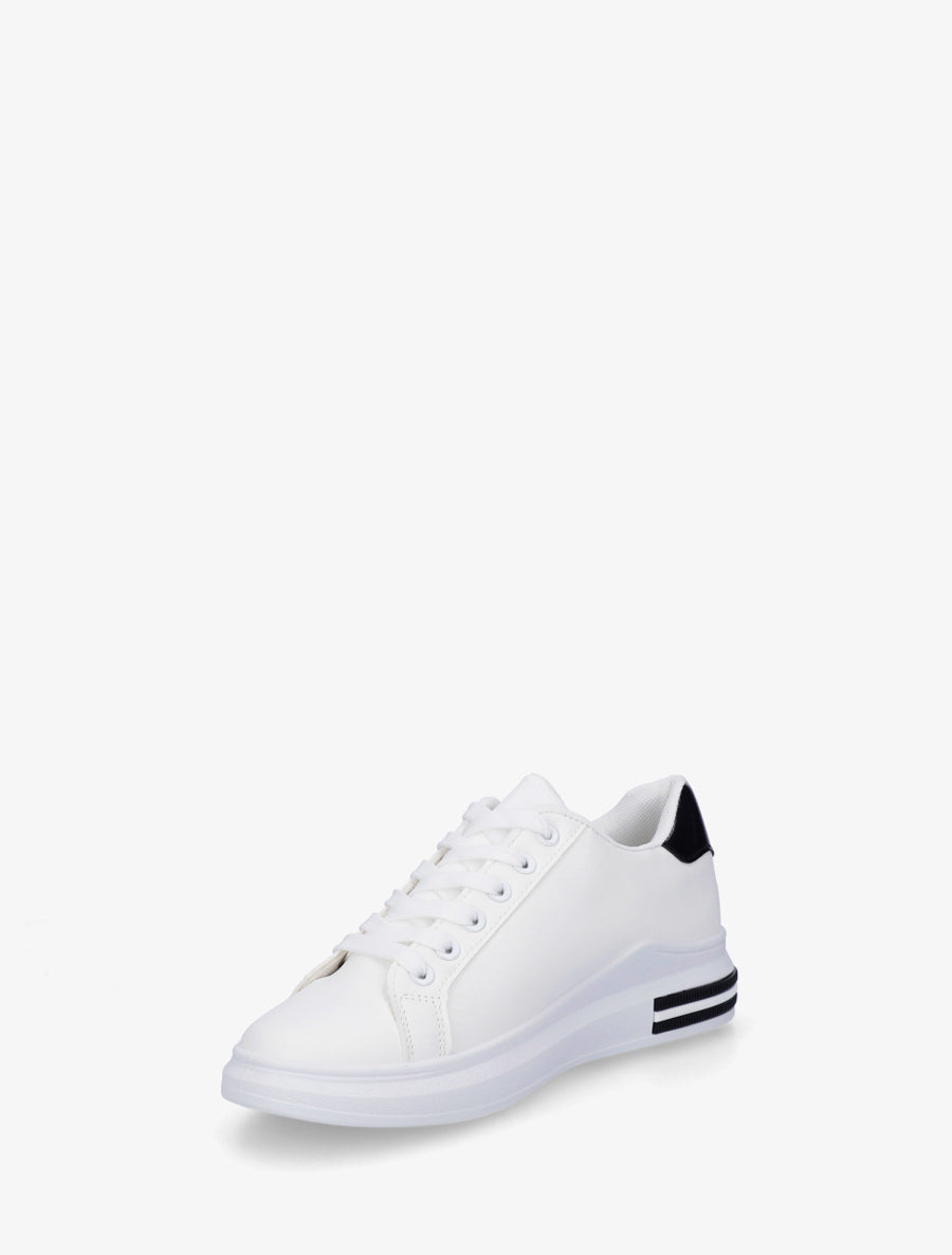 Sneakers à bandes et contrefort contastant - Noir - 3
