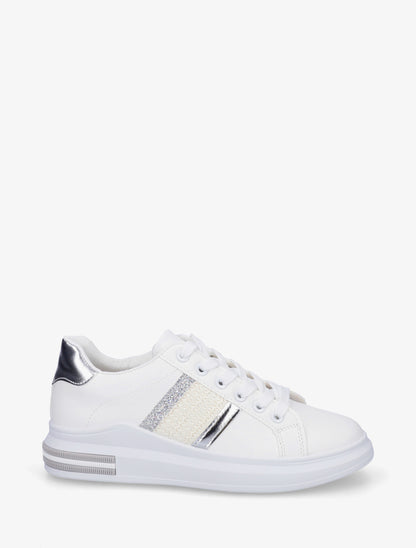 Sneakers à bandes et contrefort contastant - Argent - 1