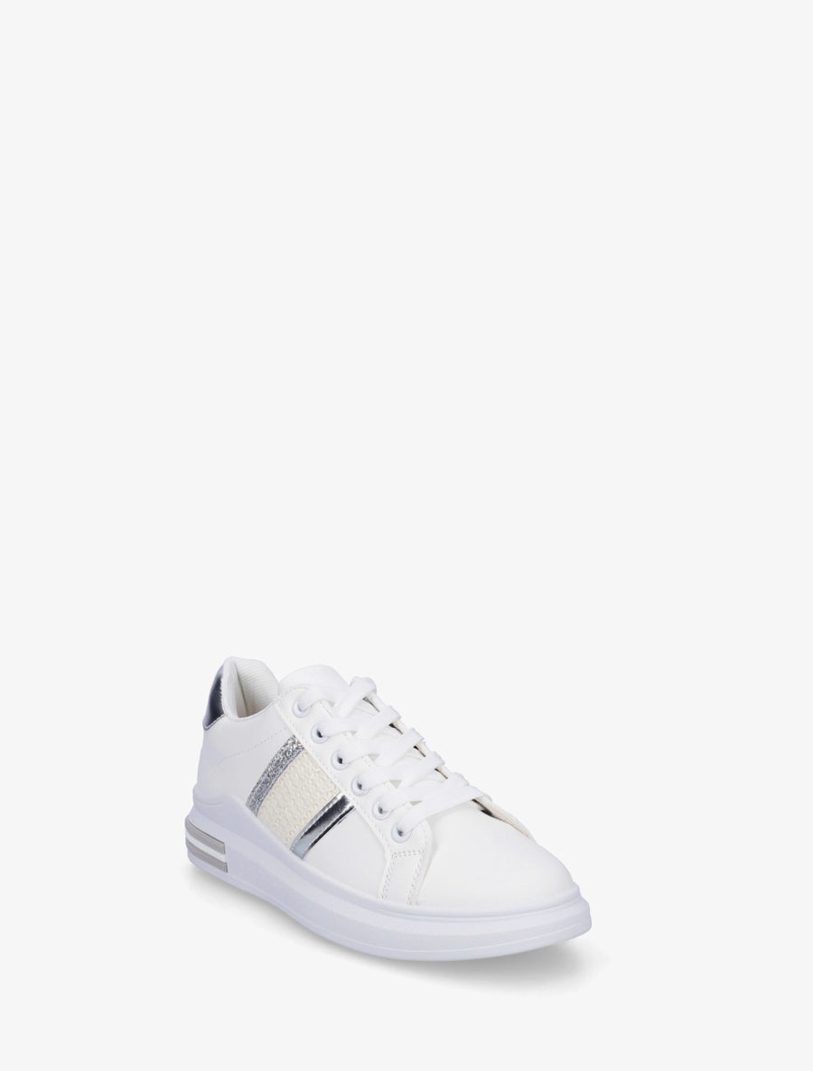 Sneakers à bandes et contrefort contastant - Argent - 2