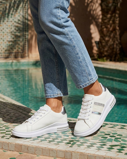 Sneakers à bandes et contrefort contastant - Argent