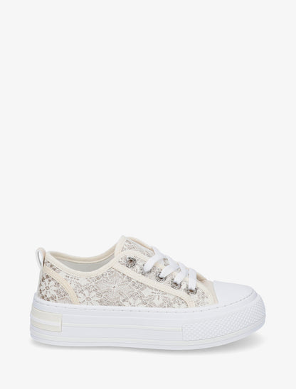 Baskets en dentelle pailletée - Beige - 1