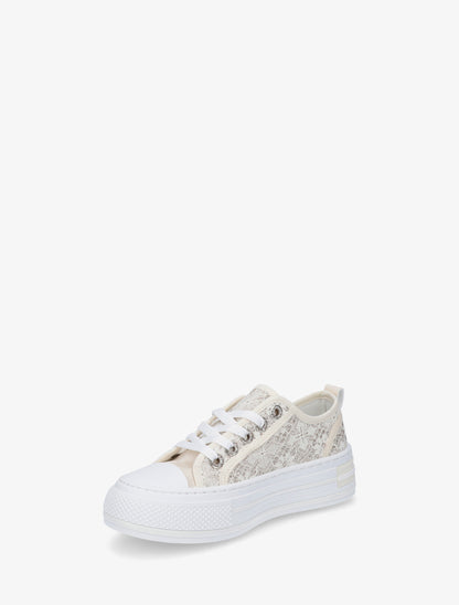 Baskets en dentelle pailletée - Beige - 3