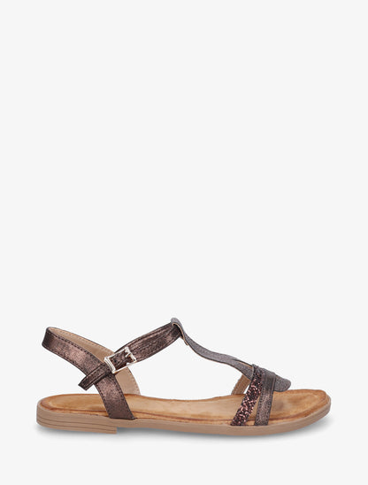 Nu-pieds à bride en T pailletée - Chocolat - 1