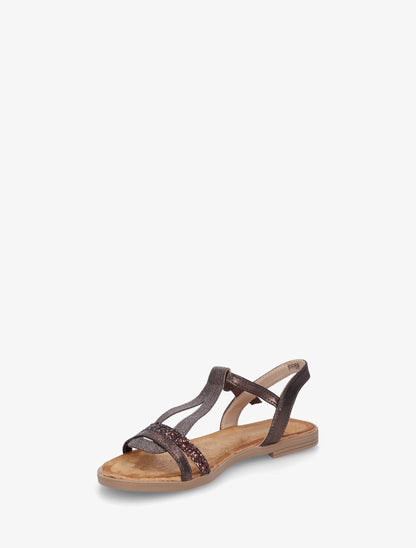 Nu-pieds à bride en T pailletée - Chocolat - 3