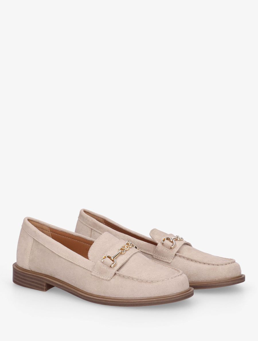 Mocassins en suédine à boucle métallique - Beige - 4
