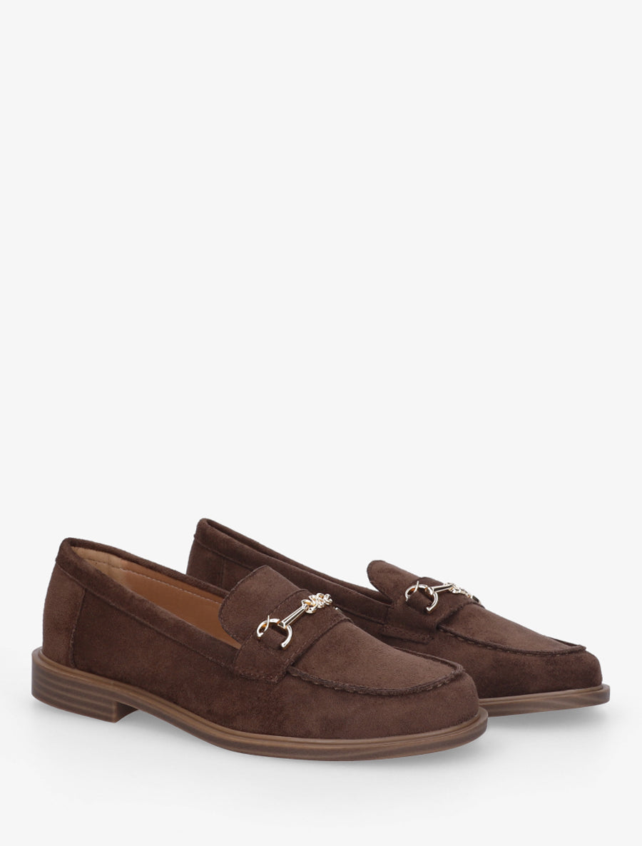 Mocassins en suédine à boucle métallique - Marron - 4