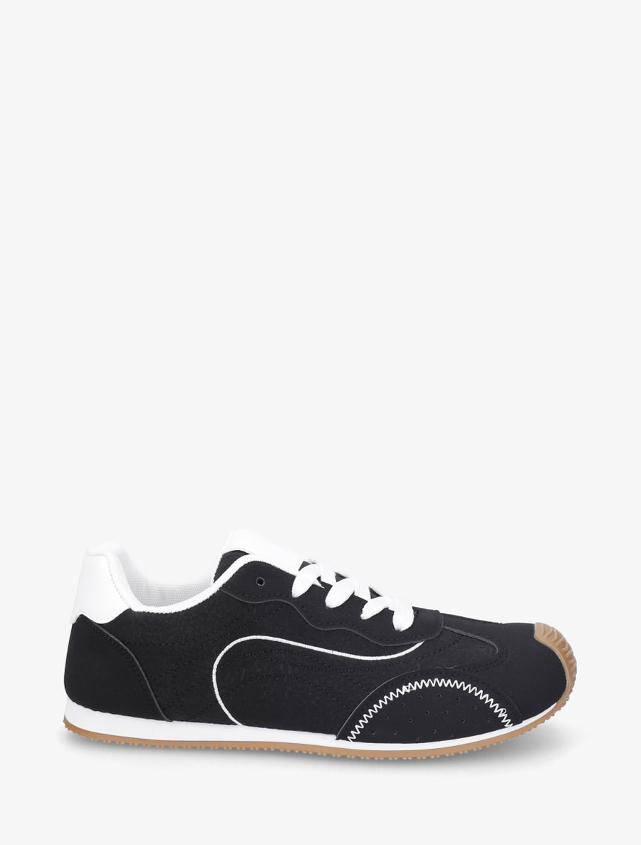 Sneakers texturés effet nubuck - Noir - 1