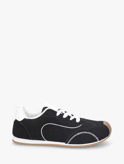 Sneakers texturés effet nubuck - Noir - 1