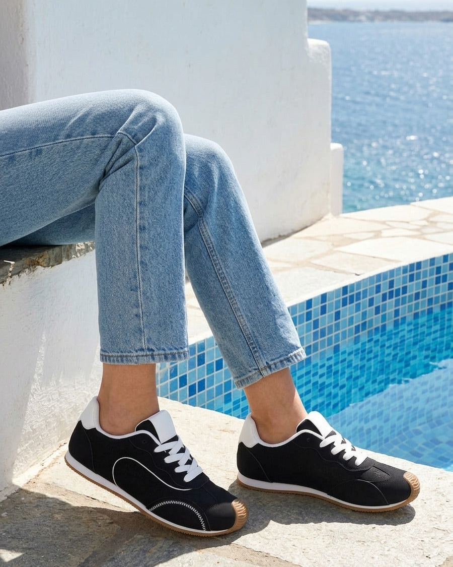 Sneakers texturés effet nubuck - Noir