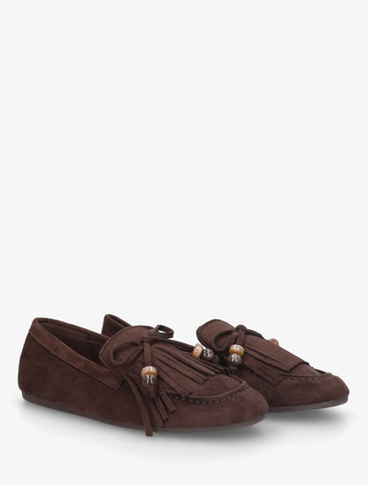 Mocassins frangés en suédine - Marron - 4