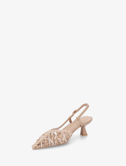 Escarpins tressés en simili - Beige - 3