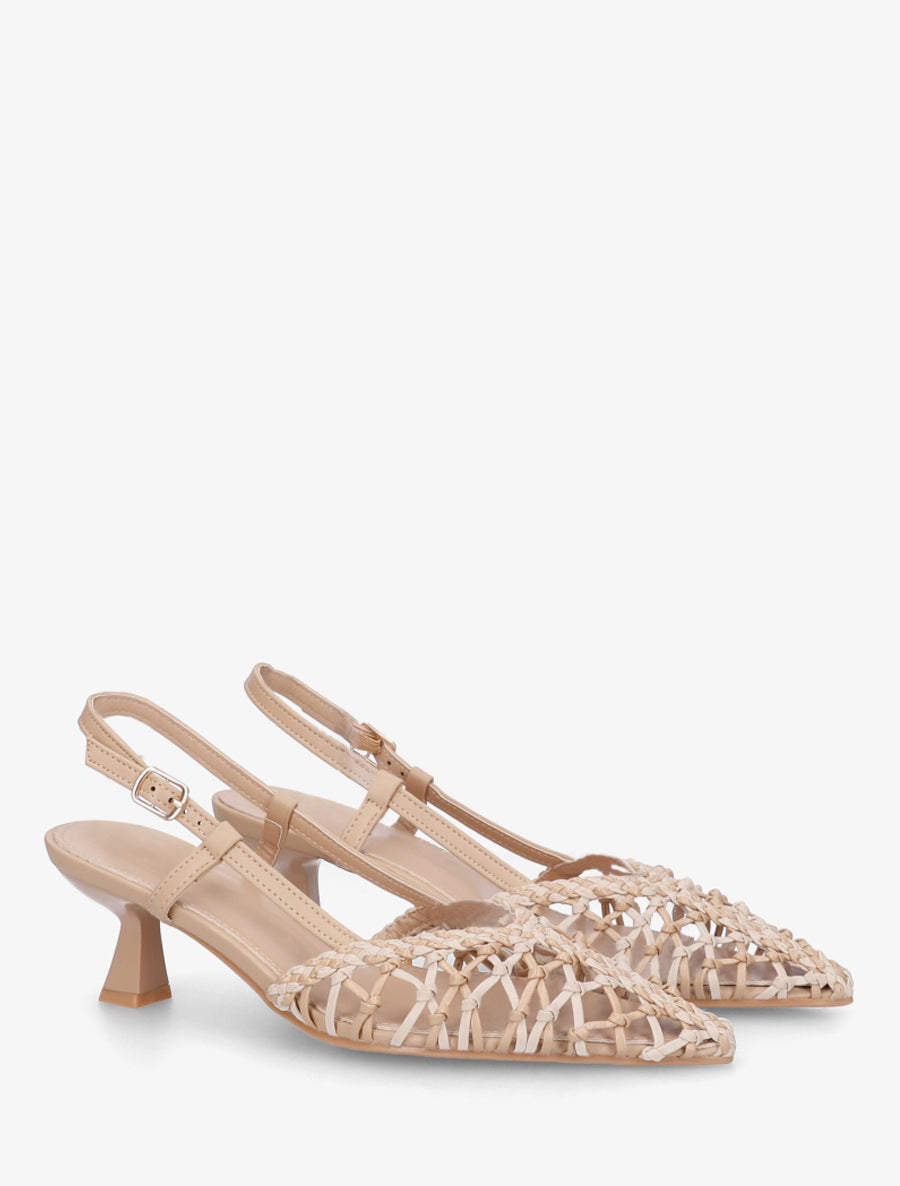 Escarpins tressés en simili - Beige - 4
