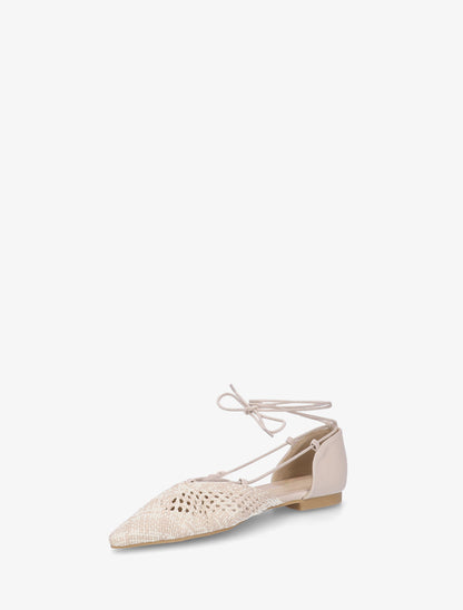 Ballerines en simili à nouer - Beige - 3