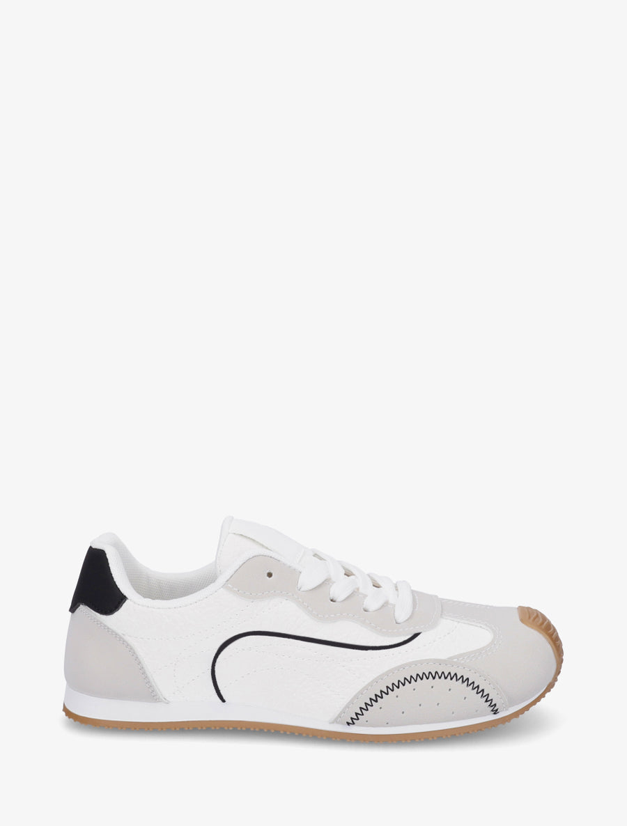 Sneakers texturés effet nubuck - Blanc - 1