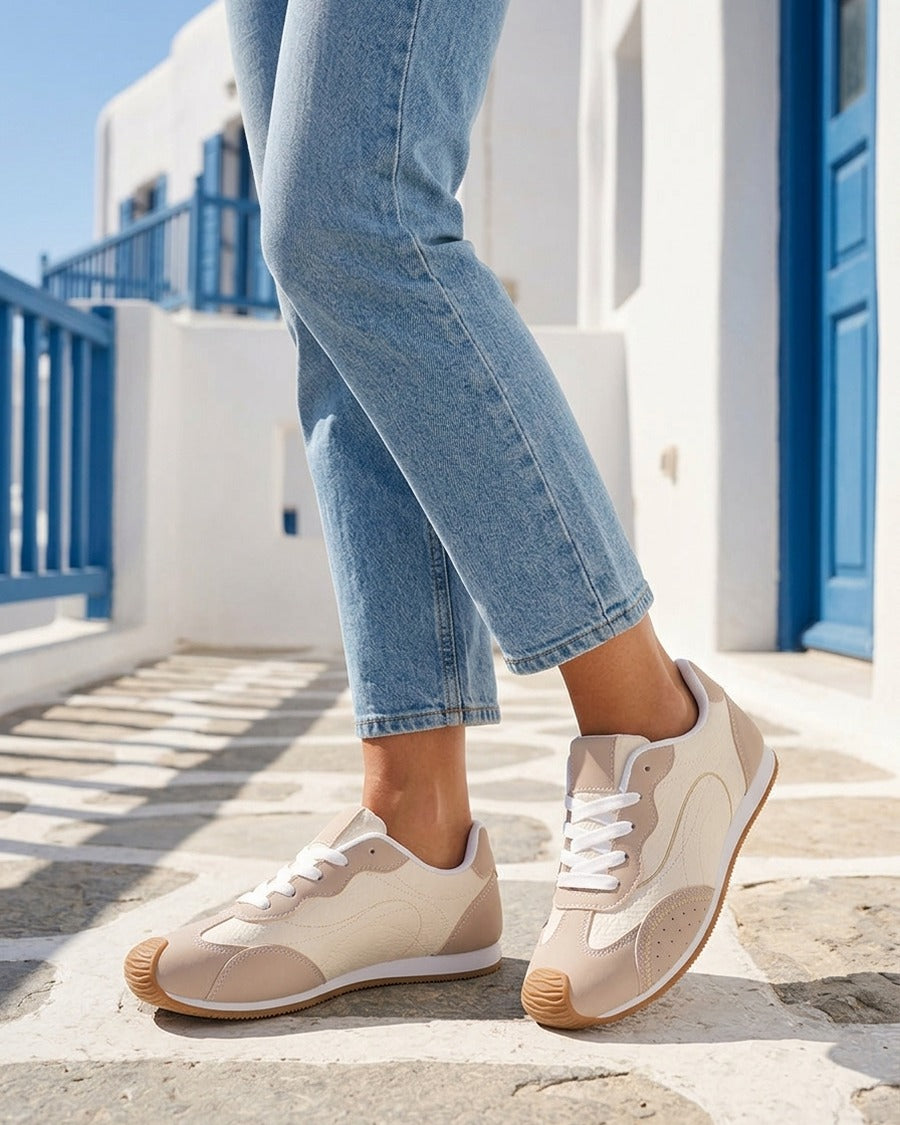 Sneakers texturés effet nubuck - Beige