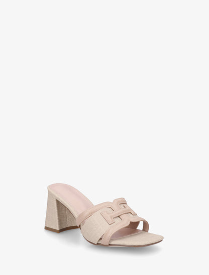 Mules en simili à bride fantaisie - Beige - 2