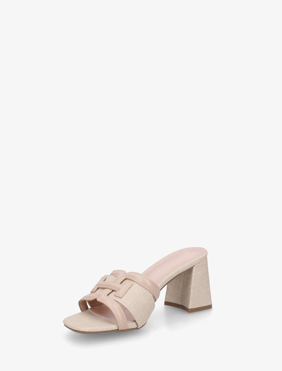 Mules en simili à bride fantaisie - Beige - 3