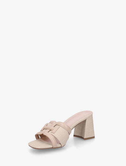 Mules en simili à bride fantaisie - Beige - 3