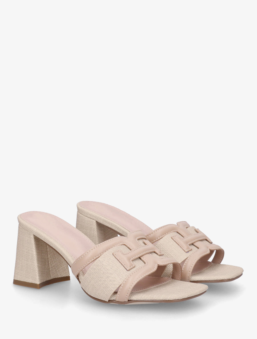 Mules en simili à bride fantaisie - Beige - 4