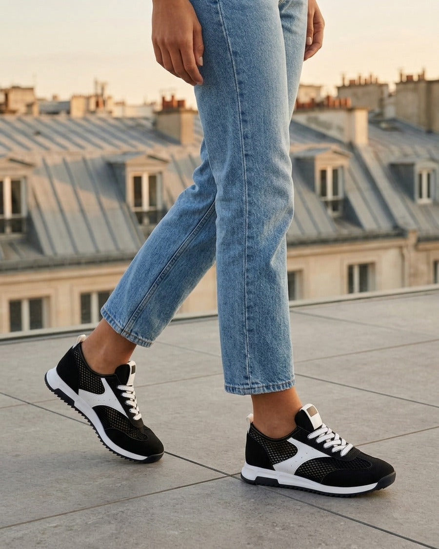 Baskets bi-matière ajourées - Noir