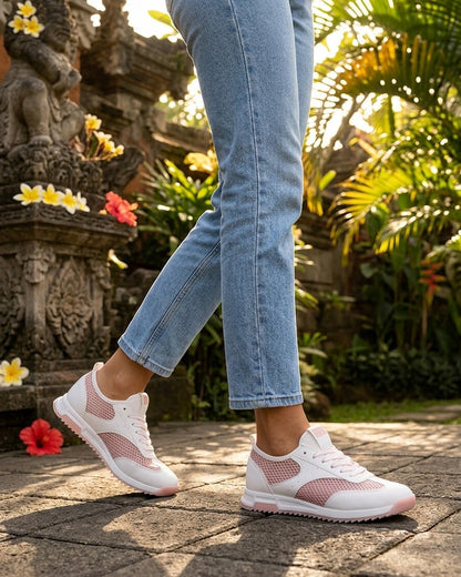 Baskets bi-matière ajourées - Rose