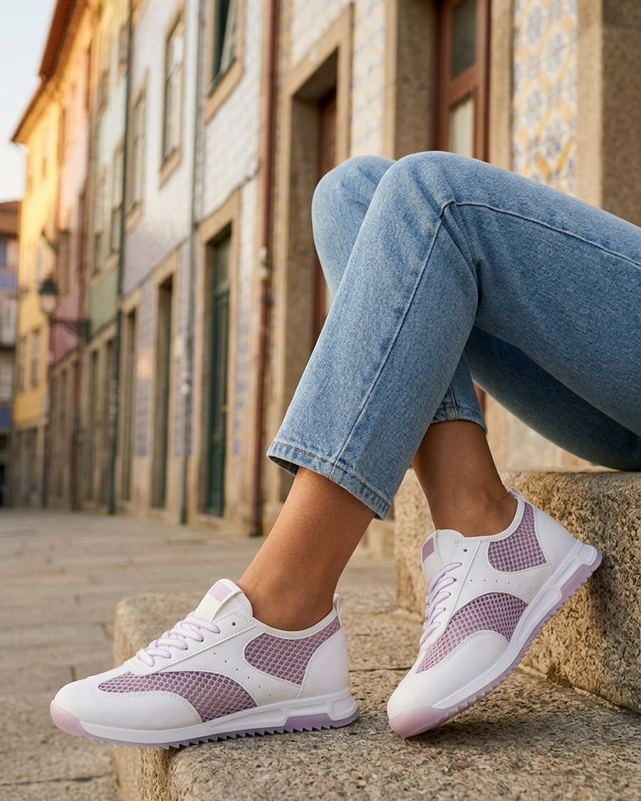 Baskets bi-matière ajourées - Lilas