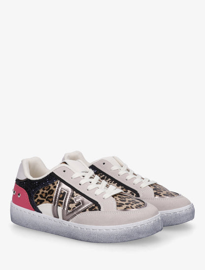 Sneakers à bande pailletée et contrefort clouté - Marine - 4