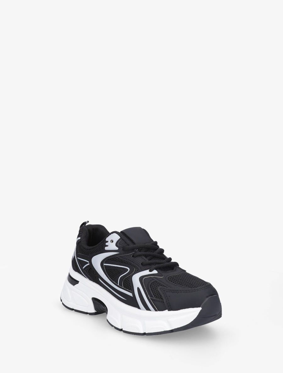 Baskets style running en toile - Noir - 2