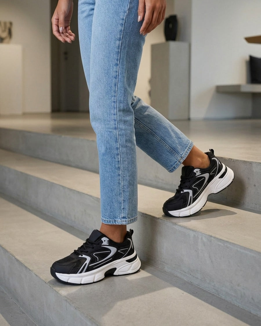 Baskets style running en toile - Noir