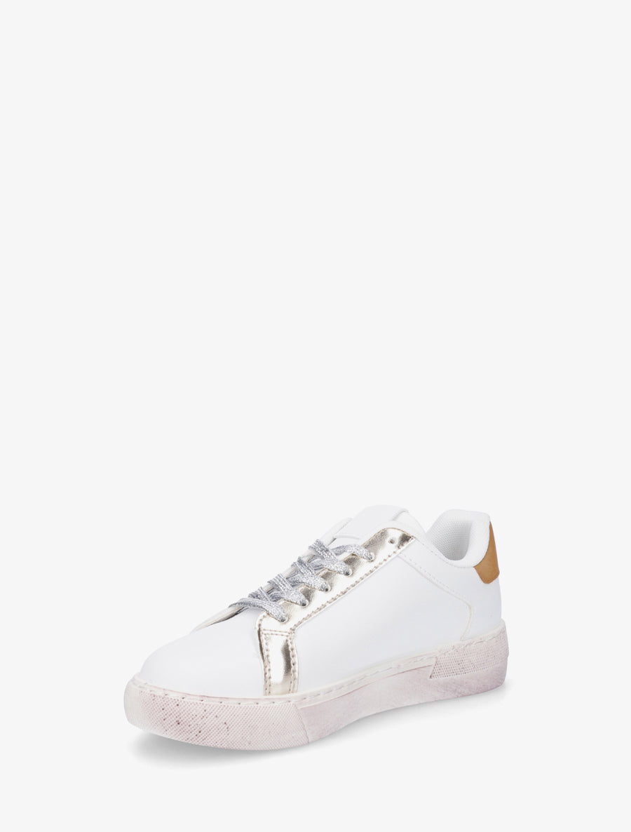 Sneakers en simili à motif étoile - Blanc - 3