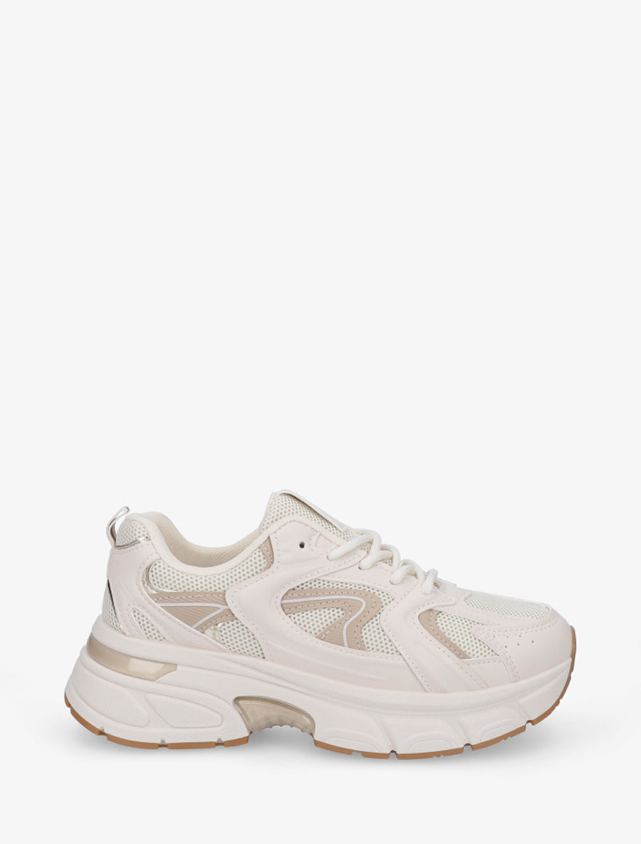 Baskets style running en toile - Beige - 1