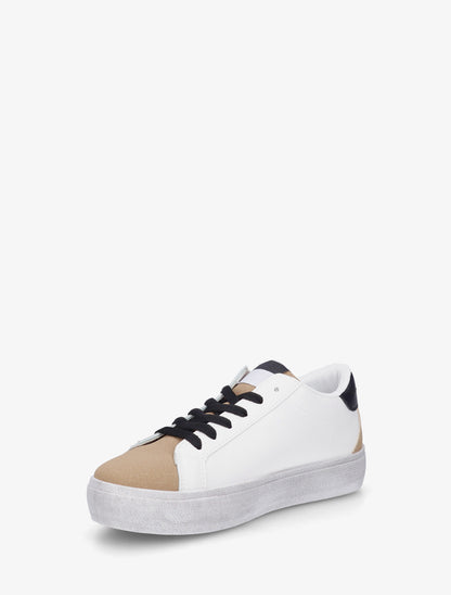 Sneakers floqués à semelle effet vintage - Taupe - 3