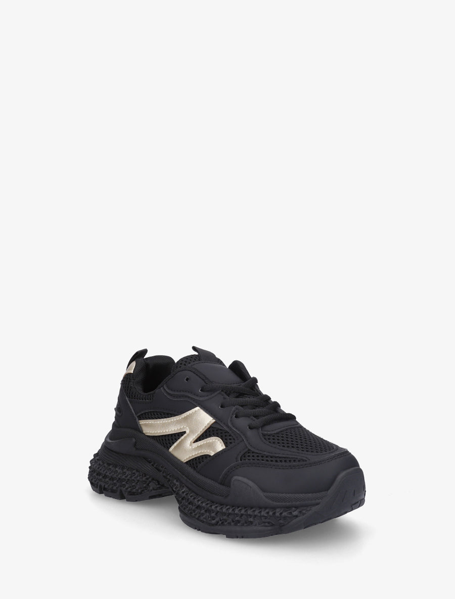 Baskets bi-matière à semelle texturée - Noir - 2