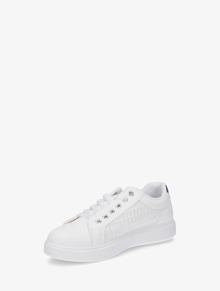 Baskets en simili effet tissé - Blanc - 3