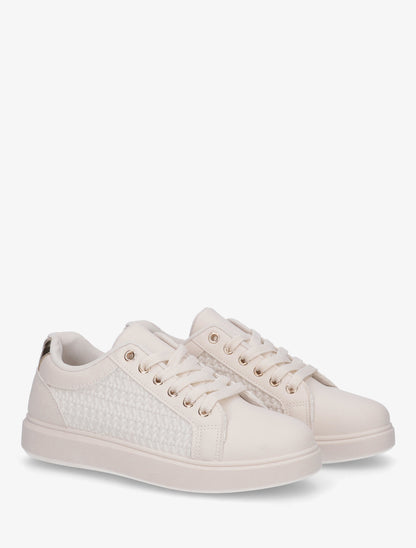 Baskets en simili effet tissé - Beige - 4