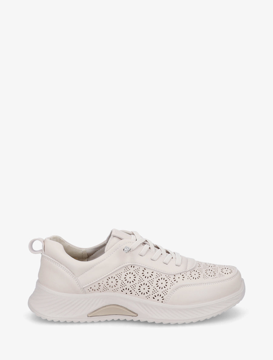 Baskets ajourées à motif fantaisie - Beige - 1