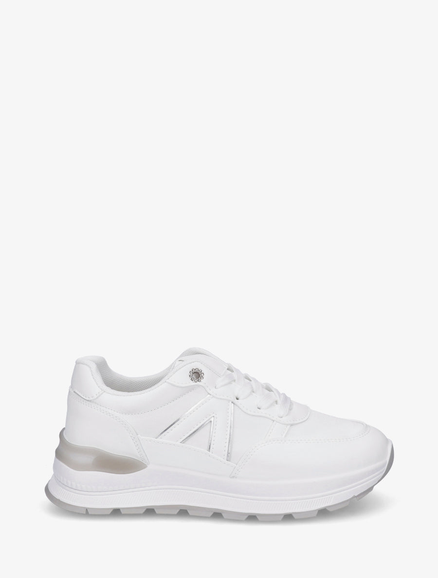 Baskets en simili et bandes contrastantes - Blanc - 1