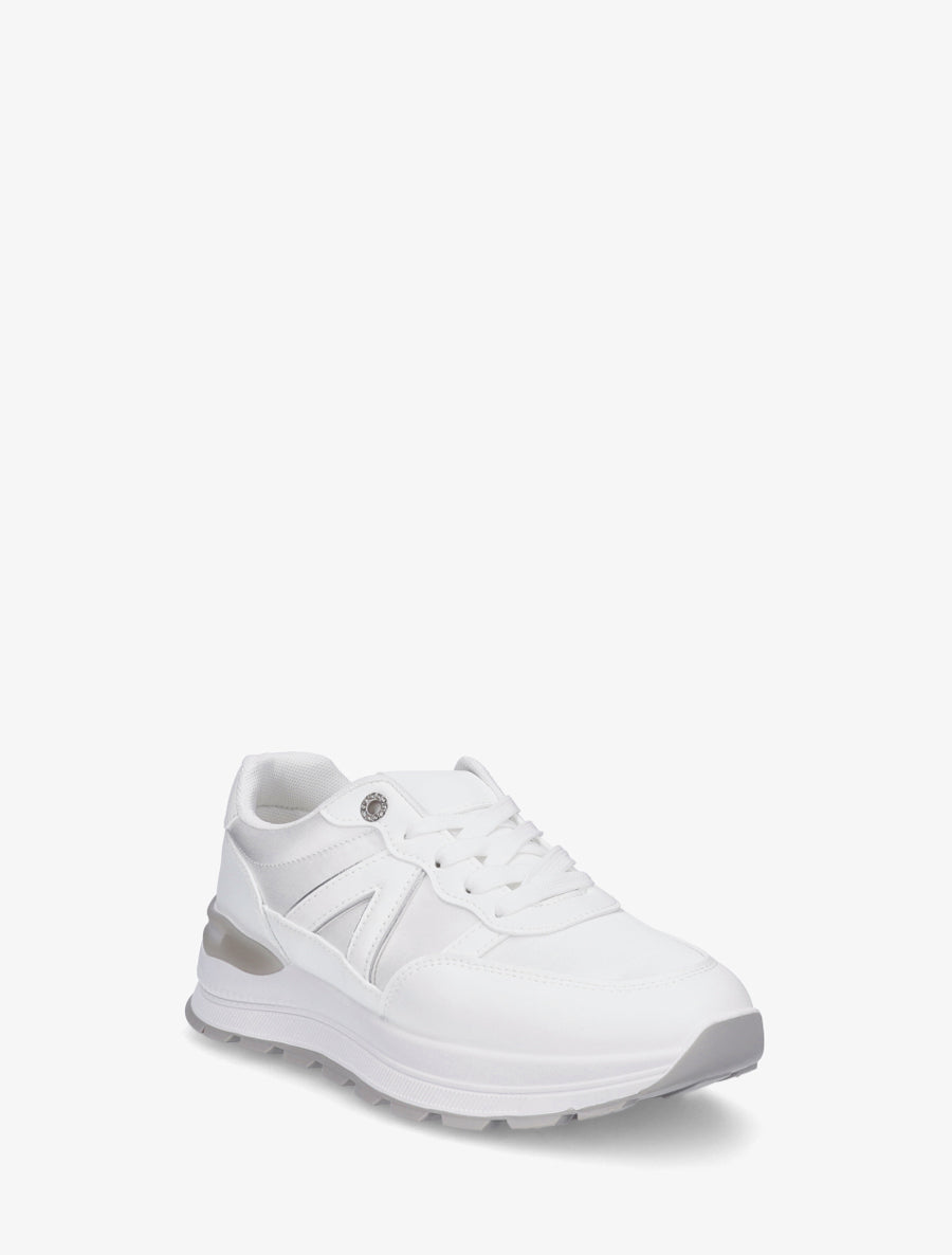 Baskets en simili et bandes contrastantes - Blanc - 2