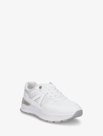 Baskets en simili et bandes contrastantes - Blanc - 2